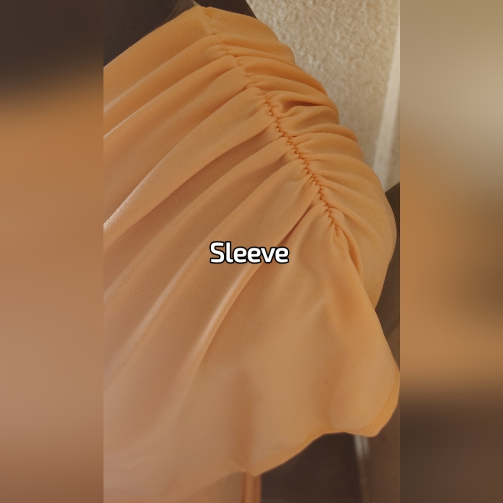 Grecian Goddesses Dress. Never Worn. NWOT. Asymmetrical Dress in Salmon Colour. - Picture 2 of 6